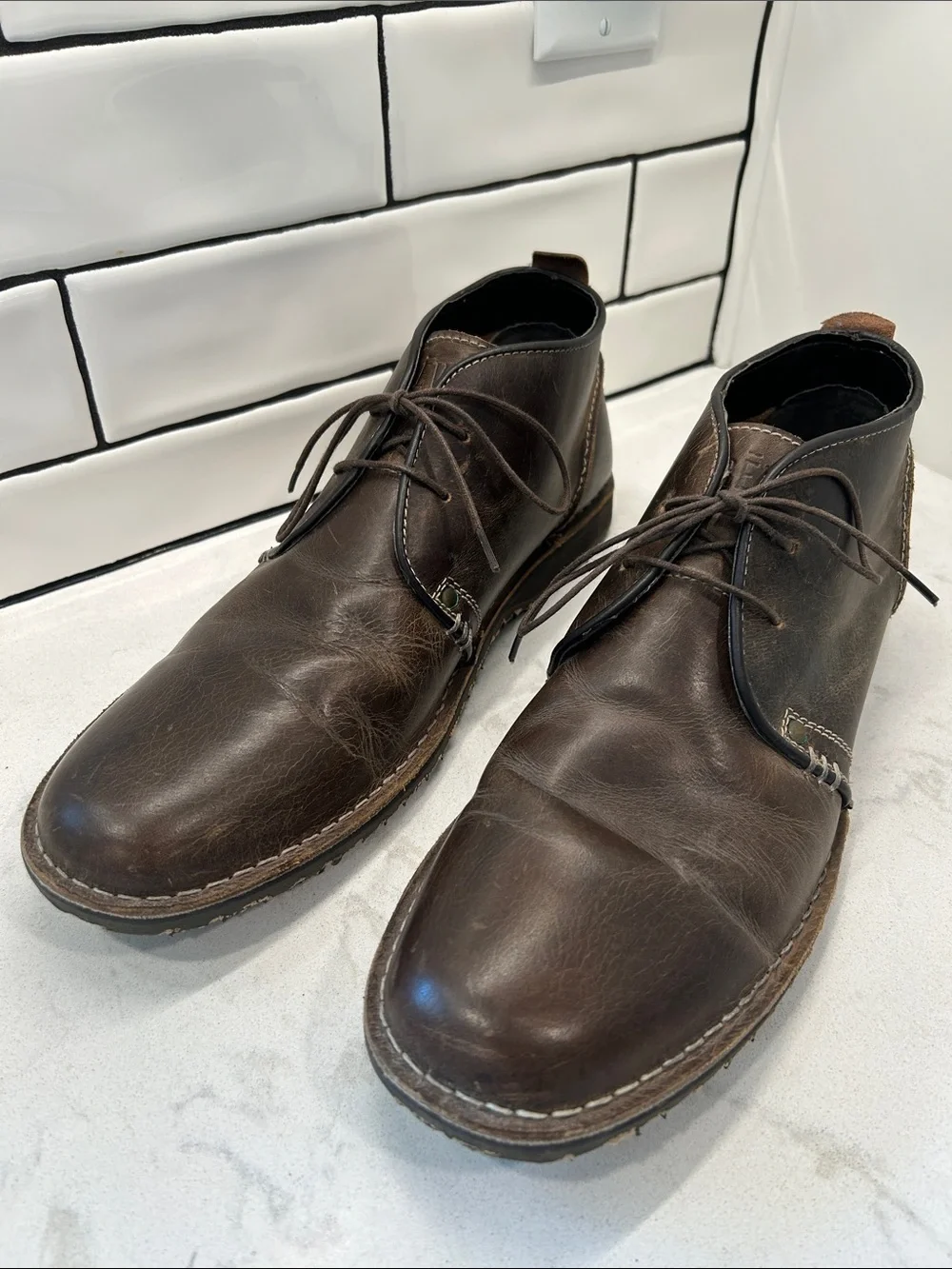 Crevo‎ Longport Mens Size 12 Brown Leather Casual Ankle Chukka Boot Shoes